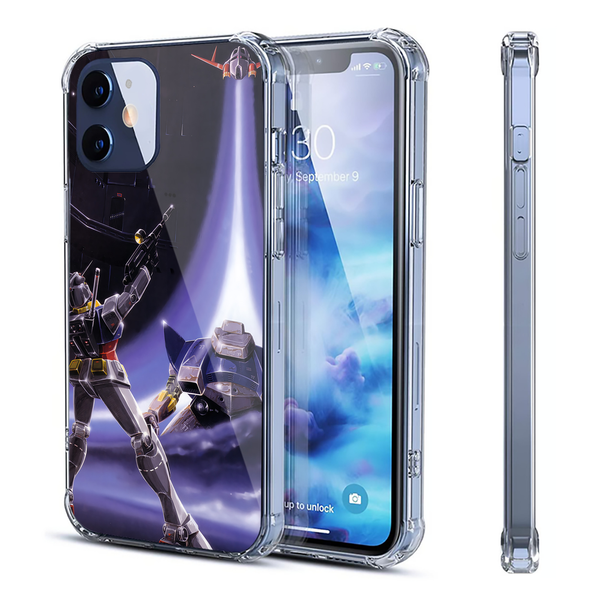 （画像用） 機動戦士ガンダム Mobile Suit Gundam 【iPhone 12シリーズ対応】透明スマホケース（クリアソフトケース）